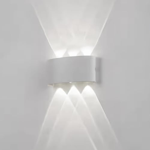 Voltix Applique da Parete LED 6W, Lampada da Parete per Interni ed Esterni, Luce Fredda, Design Moderno in Alluminio, Lampada da Muro Impermeabile, Facile da Installare (Luce Fredda 6000K, Bianco)