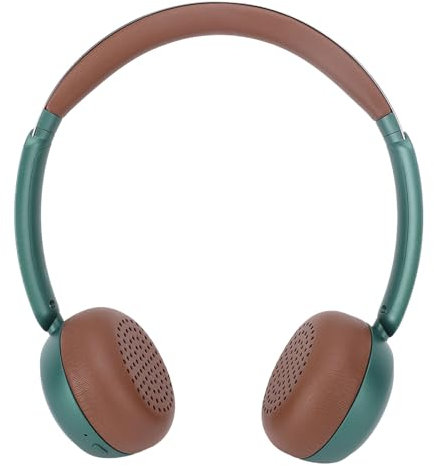 Bluetooth över öronhörlurar, Retro Trådlöst aux Trådbunden Headsetbrusreducering, Hifi Stereo Hörlurar Lättvikt Bekvämt för Resekontor Hem (Grön)