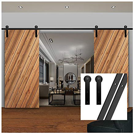 Kit di ferramenta per porta scorrevole da 3 m, resistente, per un funzionamento regolare, facile da installare, decorazione rustica per la casa completa di accessori