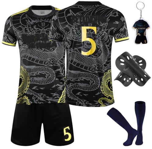 Fußball Trikot Kinder, No.5 Hause/Auswärts Fußballtrikot für Kinder, Schweißabsorbierenden Fußball Trikot Trainingsanzug Shirts Shorts und Socks, Jersey Fußballtrikot für Jungen Mädchen Fan(24)