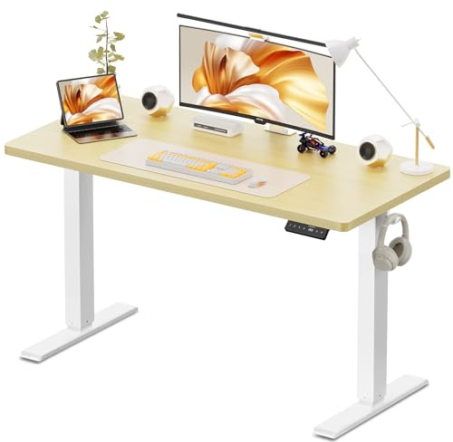 WALKINGDESK Höjdjusterbart Skrivbord, 120 x 60 cm Elektriskt Datorskrivbord, Höj- Och Sänkbart Ståbord med 4 Minnesinställningar för kontor och hem, Ek