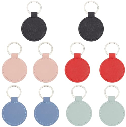 CALFOVERA Porte Clés Rond en Cuir PU Vierge 10 couleurs Transfert Thermique Double Face avec Sublimation pour Bricolage Fabrication de Cadeaux D'Anniversaire