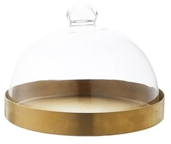 Alzatina per Dolci Alzata for torta in metallo dorato con coperchio in vetro, vassoio da portata multifunzionale, vassoio for pane e dessert, decorazione for torte domestiche Porta Dolci(Grande)