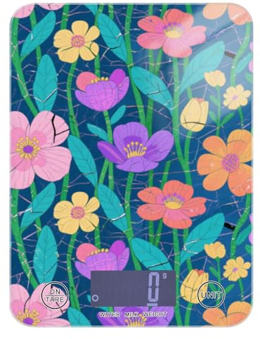 Bilancia digitale da cucina digitale con fiori rotti retrò decorazione moderna da 5 kg/5 g, bilancia impermeabile per grammi, con 4 unità per la cottura del sapone Dieta pesa para alimentos