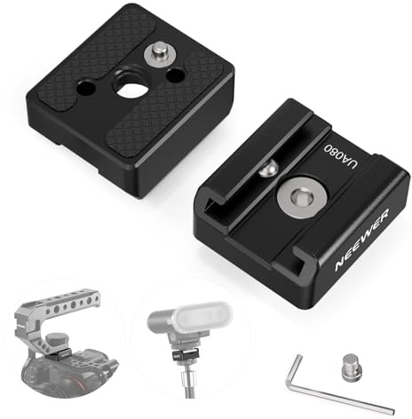 NEEWER Lot de 2 adaptateurs de montage pour griffe froide - Vis de 6,35 mm - Broches anti-arrêt à ressort pour ARRI, compatible avec émetteur de micro DJI, flash, support de moniteur, panneau lumineux