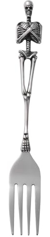 Amosfun Fourchette Rétro Acier Inoxydable à Crâne Design Halloween et Pâques Couverts Originaux pour Repas Festifs et Surprenants