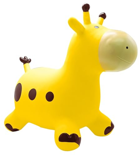 Lexibook, Giraffa Gonfiabile Che Salta, Gioco di Rimbalzo, per Interni ed Esterni, Pompa Manuale Inclusa, Plastica sicura e Resistente, Giallo, BG050GILXB