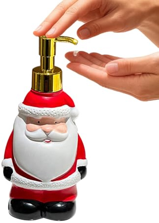 DzpKrka Seifenspender Weihnachtsmann, 250 Ml Harz Festlicher Seifenspender, Weihnachts Seifenspenders, Nachfüllbare Behälter, Dekorative Flüssigseife Flasche, Dekorative Flüssigseife Flasche