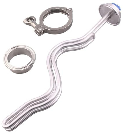 240V Heating Element 2 Inches Tri Clamp Brewing 2.5/3.5/4.5/5.5/6.5KW SUS304 Immersion Water Electrical Heater Rapid Heating Performance(with clamp and Set,Black Cap,6500w)