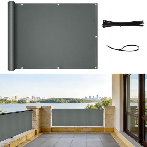 NUTKIT Pantalla de Privacidad para Balcón 0.9x4m(Dark Gray)