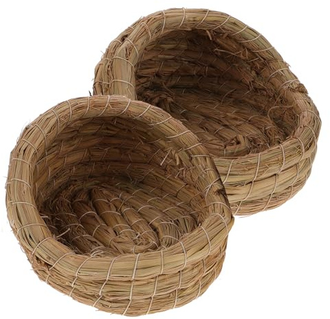 TOYANDONA Pondoir à Poule en Paille Tressée Portable, Nid Tissé 2 Pièces pour Poulailler, Maison pour Petits Animaux Facile à Nettoyer, Cabane Confortable pour Poules