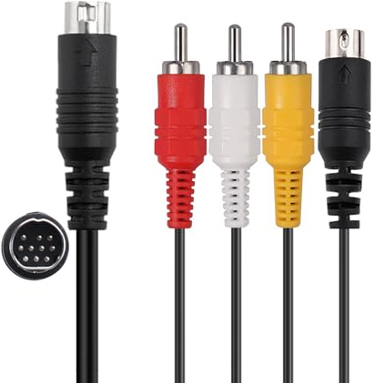 S Video AV Cable for Sega Saturn, S-Video Audio Video TV Cord Compatible with Sega Saturn Console, 1.8M/6FT