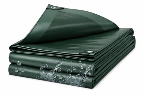 ROYSSON® Abdeckplane 214 g/m² wasserdicht & frostbeständig Gewebeplane Verstärkte Schutzplane mit Ösen, UV-beständig (6 x 8 m)
