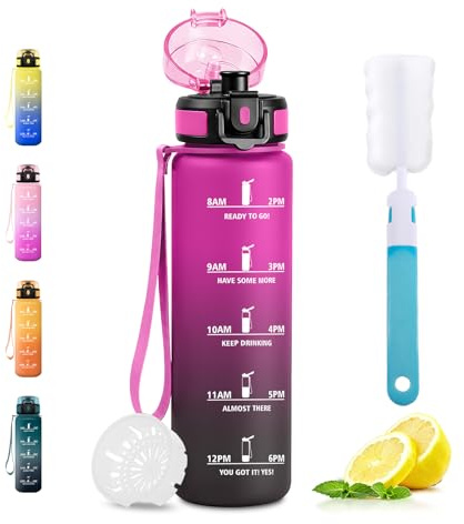 JAPORIA Wasserflasche 500ml, BPA-frei, Motivierende Trinkflasche mit Filter, Trinkflasche Kohlensäure Geeignet, Water Bottle für Schule, Sport, Wandern, Fahrrad, Outdoor, Junge,