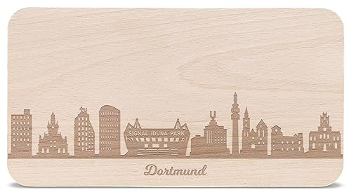 GRAVURZEILE Frühstücksbrettchen Dortmund mit Skyline Gravur - Brotzeitbrett & Geschenk für Dortmund Stadtverliebte & Fans - ideal als Souvenir
