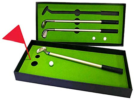 Mini Golf Club Putter Ballpoint Pen Golfers Gift Box Set Desktop Decor for School Supplies Golf accessories (A)