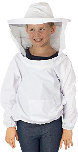 VIVO White Youth Large Sized Beekeeping Suit, Jacket, Pull Over, Smock with Veil BEE-V105YL
