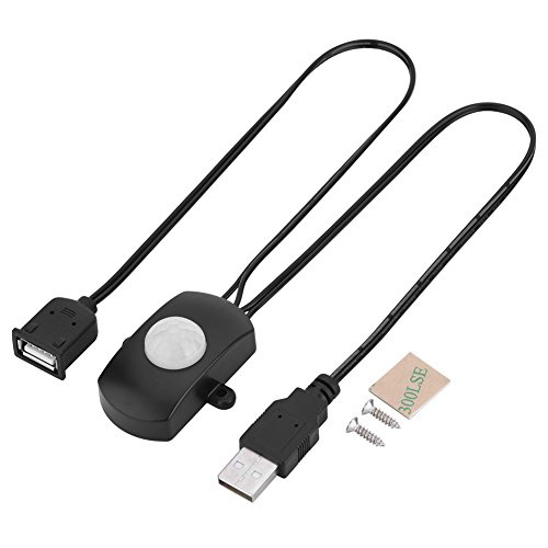 Kafuty 4A DC 5-24V Mini PIR Infrared Motion Sensor Detector Automatic Switch Detection Distance about 5-7m LED Strip USB Interface(black)