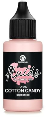 Octopus Fluids Alcohol Ink OPAK COTTON CANDY, Alkoholtinte Rosa, 30 ml | Pigmentierte, deckende Alkoholtinte für Alcohol Ink Art auf hellen und dunklen, nicht porösen Oberflächen
