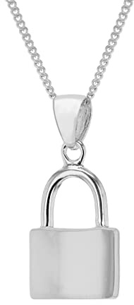 Tuscany Silver Women's Sterling Silver Padlock Pendant On Sterling Silver 25 Panza Curb Chain 46cm/18 Necklace