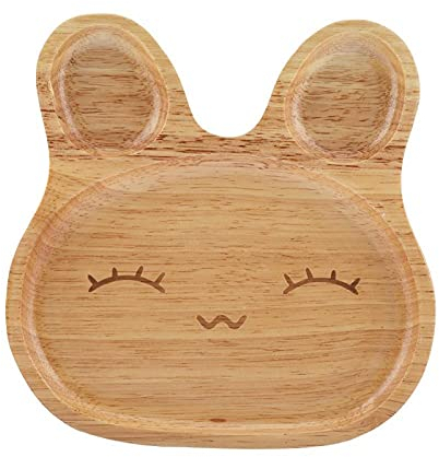 Piatti da tavola in legno, piatto di legno Piatto di legno Snack da dessert per bambini Vassoio da portata Adorabile piatto di legno di coniglio Stoviglie per bambini(divertimento)