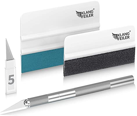 Klangfeiler Rakelset zum Folieren - 2 Rakel & Messer & 5 Klingen - Folierungs Werkzeug Set zum folieren
