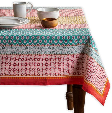 Maison d' Hermine Table Cloth Rectangle Table 100% Cotton 60 x 108 Inches Tablecloth Reusable Decorative for Dining Kitchen Room Farmhouse Home Gifts for Mothers Day Spring Summer - Provence