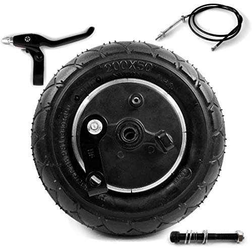 20 cm (8 Zoll) massives Rad mit Trommelbremse 200 x 50 nicht pneumatisches Rad mit mechanischem Brems-Roller, Fahrstabilitätskontrolle Run-Flachreifen (Rad 180 Leber Achse)