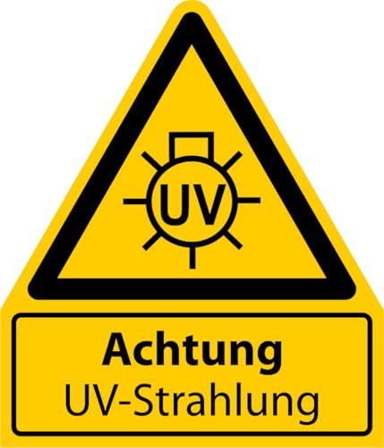 Aufkleber Warnzeichen „Achtung UV-Strahlung Kombi Folie nach ISO 7010 | Größen wählbar Made in Germany, Größe: 210x245 mm