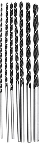 ZONADAH 7-teiliges Set 300 mm extra lange Spiralbohrer, gehärtete Hartstahlwerkzeuge 4-10 mm zum Bohren von Holzlöchern, PVC-Plastikkartons