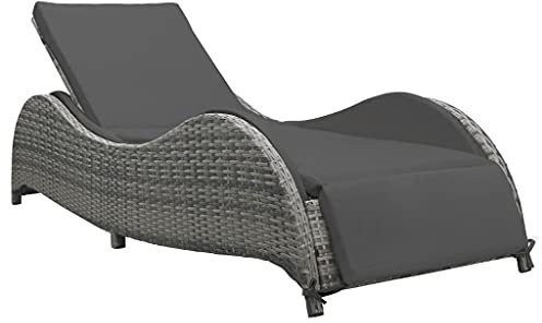 YITHOPI Sonnenliege,Relax-Chaiselongue,Tagesbett,Gartenmöbel,Liegestuhl,Gartenliege,Rückenlehne verstellbar,Garten,Balkon,Pool,Terrasse,Strand,mit Auflage Poly Rattan Anthrazit