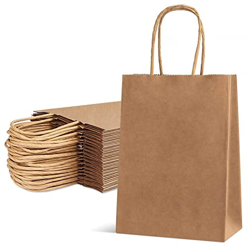 Sacchetti di Carta, 40 Pezzi Buste Regalo,Shopper in Kraft con Manici, 15x8x21cm