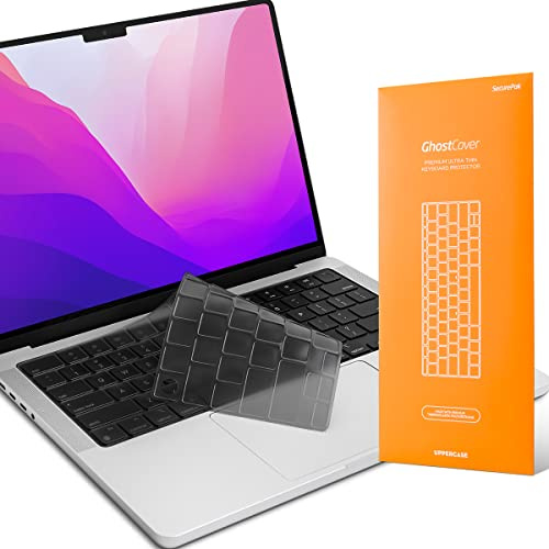 Uppercase GhostCover Premium Ultradünn Tastaturschutz, EU (ISO) Tastaturlayout, Kompatibel mit MacBook Pro 14 und 16 Zoll (M1/M2/M3/M4 Pro/Max), MacBook Air 13 und 15 Zoll (M2/M3/M4), Getönt
