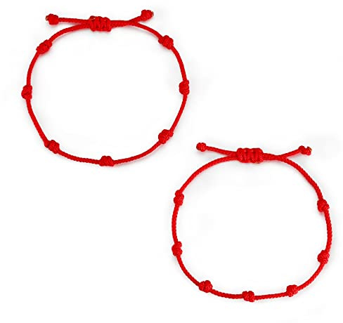 JENDEAR SHINE 7 Knoten Armband, Rotes Kabbala Seil Amulett, Paare, Schwestern, Familie, 5Pcs