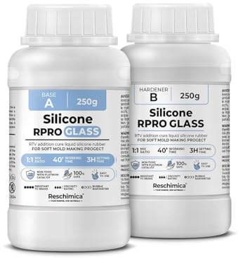 Silikongummi Transparent 1:1 R PRO GLASS, Perfekt för gjutformar i Harts, Vax, Gips och Betong (500 gr)