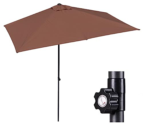 Halbschirm Ø250cm, Halb-Sonnenschirm, Höhenverstellbar Balkonschirm, Polyester 210g/m²(Brown)