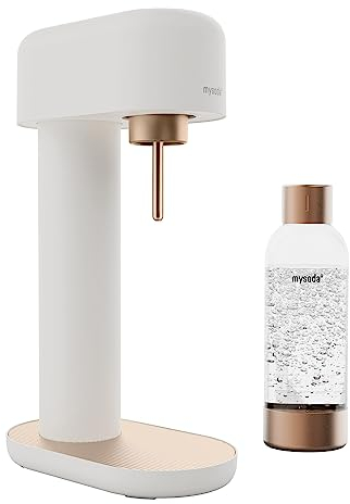 Mysoda Ruby 2 - Machine à eau pétillante design avec une bouteille d'eau en PET (sans cylindre de CO2) - Blanc-Cuivre