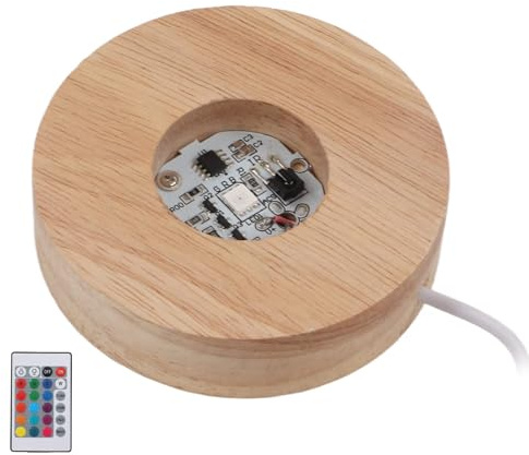 Dpofirs Holz-Lichtsockel-Ständer, LED-Sockel Premium-Eichenholz, Bietet Ein Wunderbares Erlebnis für Kristall-3D-Glaskunst