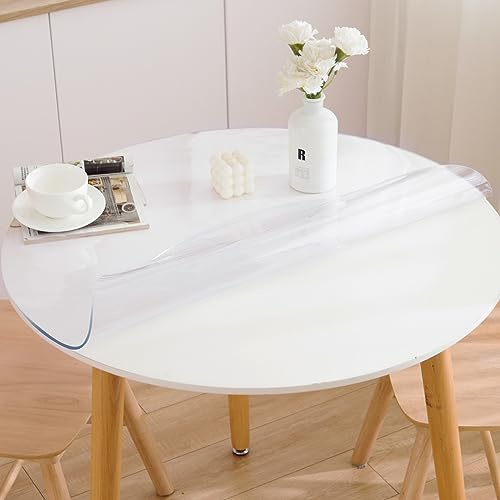 Eisdroma 42 Inch Round Clear Table Cover Protector, Clear Round Protector for Dining Room Table, 1.5mm Thick Waterproof Round Plastic Vinyl Table Pad