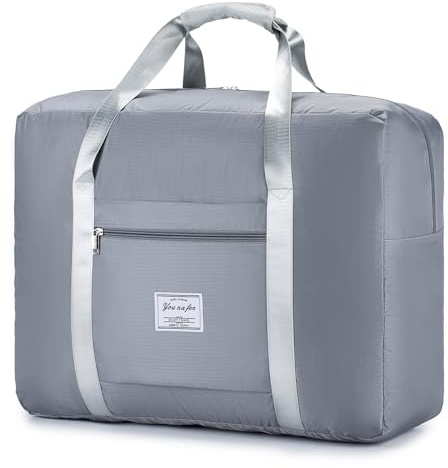 KSIBNW Bagaglio a Mano Ryanair 55x40x20cm, Borsone da Viaggio 45L Grandi Pieghevole Leggero, Borsa Palestra Impermeabile Grigio Borsa da Cabina Borsa Sportiva Borsa per Weekend Unisex