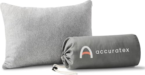 ACCURATEX Cuscino da campeggio, 100% cotone traspirante, cuscino comprimibile in memory foam triturato, accessori da campeggio e da viaggio, piccolo cuscino da campeggio, essenziale per dormire, auto