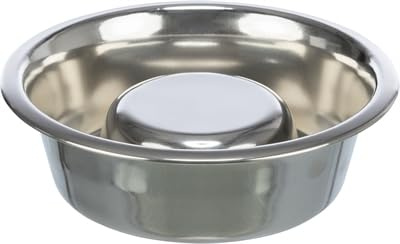 TRIXIE Slow Feeding Napf, Edelstahl, 1,1 l/ø 21 cm