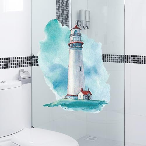 GRAZDesign Fensteraufkleber Leuchtturm maritim, Fensterbild Bad, Fensterdeko Glas Aufkleber für Dusche / 46x40cm