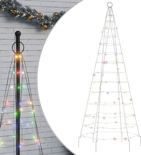vidaXL LED Weihnachtsbaum, Beleuchtet Christbaum mit 200 LEDs, Tannenbaum Lichterbaum mit 8 Beleuchtungsmodi, Weihnachtsbeleuchtung Weihnachtsdeko, Mehrfarbig 180 cm