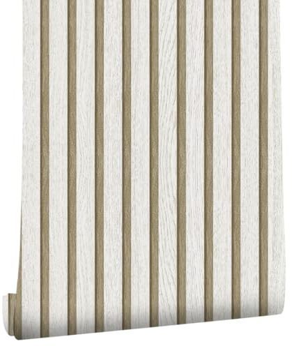 myforHD Self-Adhesive Wood Grating Wallpaper Wood Stripe Grain Natural Wooden Slats Wallpaper Peel and Stick Contact Paper PVC Vinyl Film Removable Waterproof