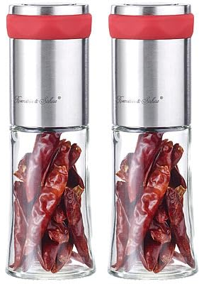 Rosenstein & Söhne Gewürzmühle: 2er-Set Gewürz- und Chilimühlen mit Edelstahl-Mahlwerken (Chili Mühlen, Chili Gewürzmühle, Zerkleinerer)