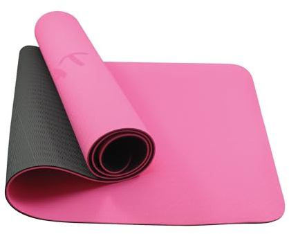 1Above yoga mat | Eco Friendly and Odour Free| Perfect for Home Gym and Outdoor Use| Ideal for Yoga and Pilates| Lightweight for Travel and Home Workout, Mats with Carry Strap Included (PINK&BLACK)