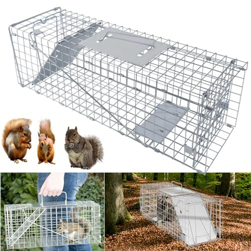 Rattenfalle Mausefalle Lebend Groß, Hochsensitive Tierfalle Lebendfalle Maus und Ratte Fangen & Freisetzen, Tierfreundliche Marderfalle Katzenfalle für Innen- und Außenbereich, 61x19x21cm