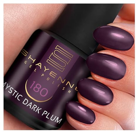 SHAYENNE UV Gel Nagellack - 180 Mystic Dark Plum Lila 15 ml - Langanhaltend, Kratzfest & Hochglänzend - Profi-Qualität - LED kompatibel - Perfekt für Zuhause & Studio - Made in Germany