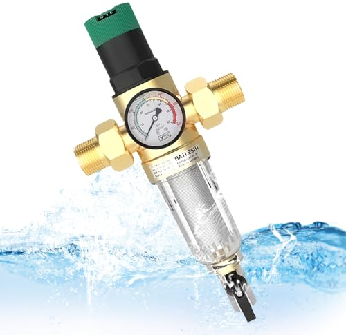 3/4 Pollici Regolabile Riduttore di Pressione Acqua, DN 20 Ottone Addensato Riduttore Pressione Acqua, Regolatore di Pressione Acqua Con Filtro e Manometro Adatto per Residenze, Edifici e Fabbriche